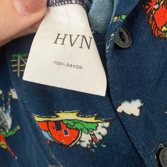 HVN Short Sleeve Gia Jumpsuit Navy Retro Cowboy Rodeo Print Size 6 Gently Used - Picture 10 of 12